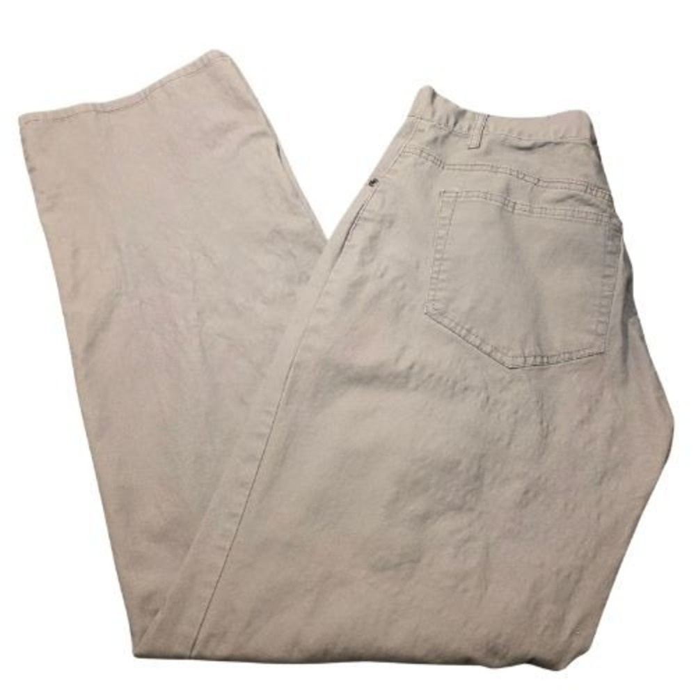 Kenneth Cole Mens 34x34 Gray Straight Leg Cotton Blend Slub Fabric Casual Pants